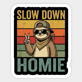 Slow Down Homie Sloth Funny Retro Sticker